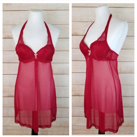 Marilyn Monroe S Red Sexy Halter Chemise Nightie - Picture 4 of 8